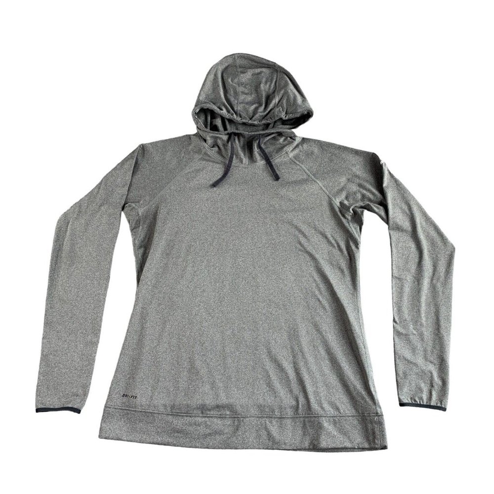 Nike Pro Running Hoodie Sweatshirt Womens XL Gray Dri-Fit Thumbholes Stretch NEW